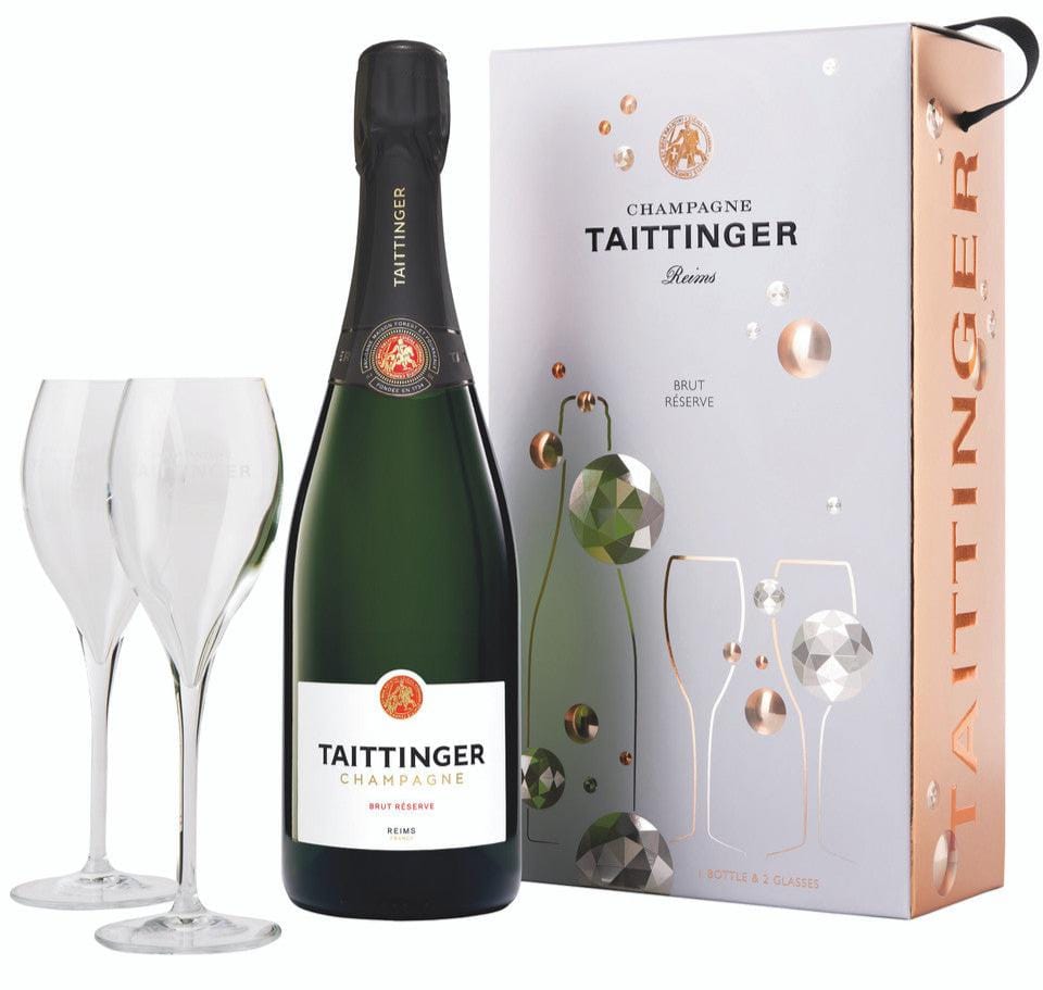 TAITTINGER Brut Réserve 750ml 2本セット Taittinger Brut Réserve Non Vintage Champagne & Twin Flutes