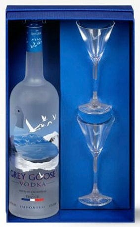 Grey Goose Vodka Magnum Gift Set & 2 Martini Glasses 1.75L