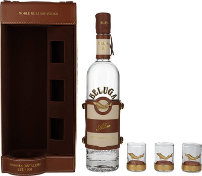 Beluga Noble Russian Vodka Allure Gift Pack With 3 Glasses 70cl