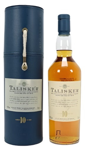 Talisker 10 Year Old Single Malt Scotch Whisky Leather Gift Tube 70cl