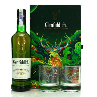 Glenfiddich 12 Year Old Chinese New Year Limited Edition Gift Set With Glasses 70cl