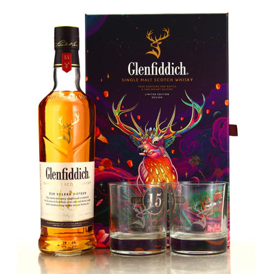 Glenfiddich 15 Year Old Chinese New Year Limited Edition Gift Set With Glasses 70cl