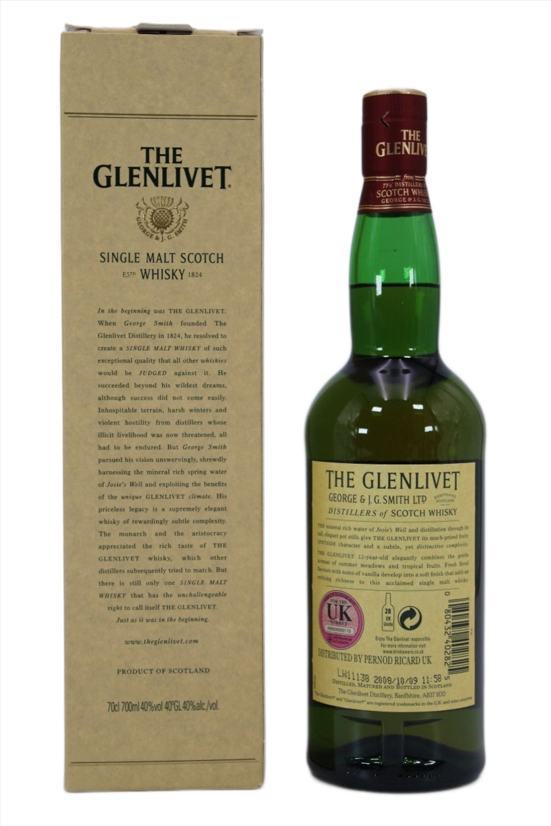 Glenlivet 12 Year Old Single Malt Scotch Whisky 70cl (Old DDesign