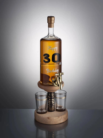 Happy 30th Birthday Whisky Decanter With Tap &amp; 2 Glasses 35cl