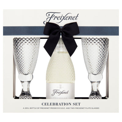 Freixenet Prosecco &amp; 2 Cut Glass Flutes Gift Set 20cl