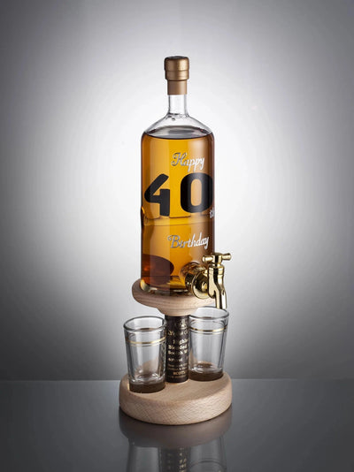 Happy 40th Birthday Whisky Decanter With Tap &amp; 2 Glasses 35cl