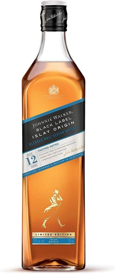 Johnnie Walker 12 Year Old Black Label Islay Origin Blended Malt Scotch Whiskey 70cl