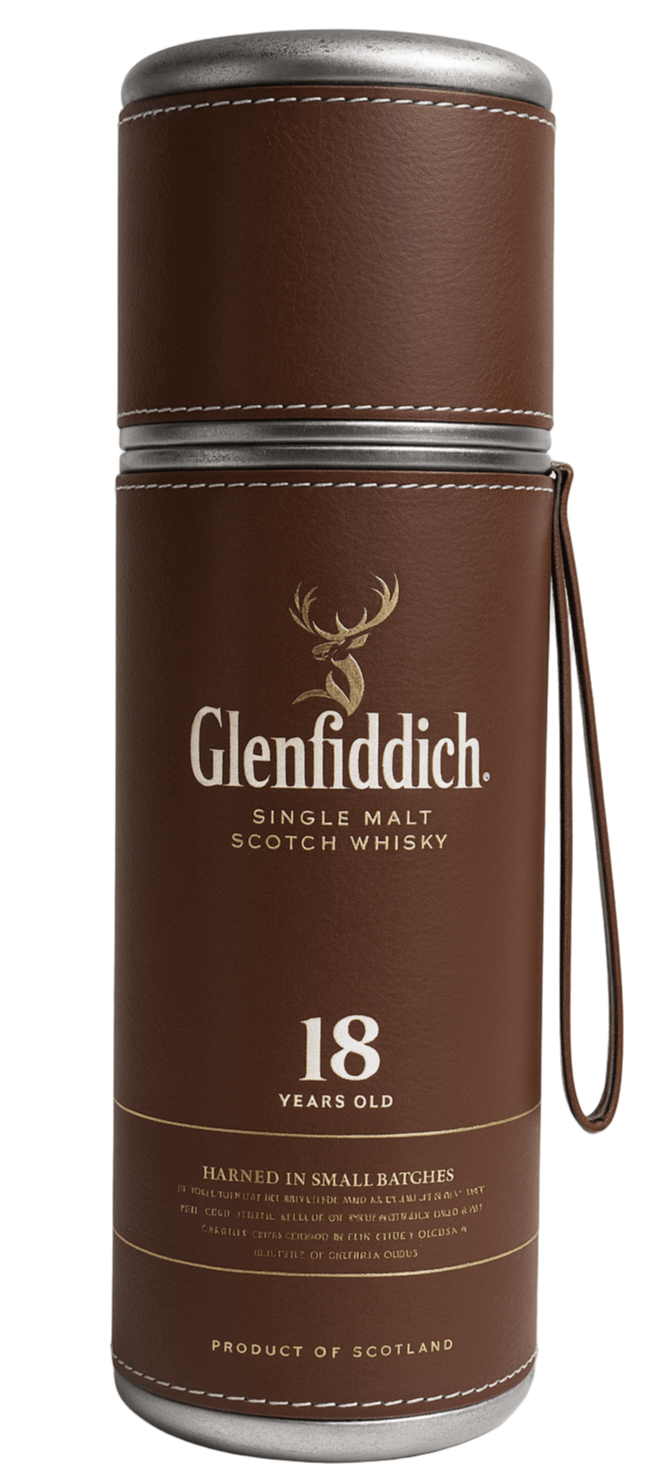 Glenfiddich 18 Year Old Small Batch Leather Gift Tube 70cl