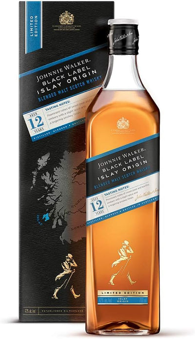 Johnnie Walker 12 Year Old Black Label Islay Origin Blended Malt Scotch Whiskey 70cl