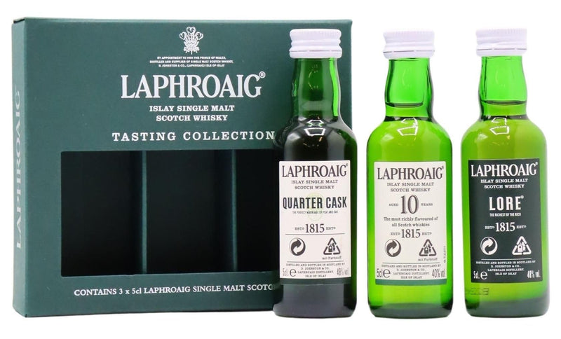 Laphroaig 10 Year Old, Lore, Quarter Cask Miniature Whisky Gift Pack 3x5cl