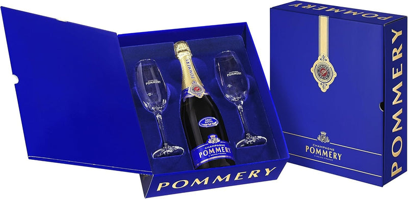 Pommery Brut Royal Champagne Gift Pack With 2 Flutes 75cl