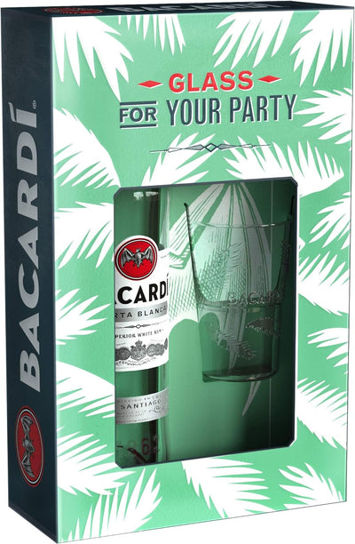 Bacardi Carta Blanca White Rum with Glass Gift Pack 70cl