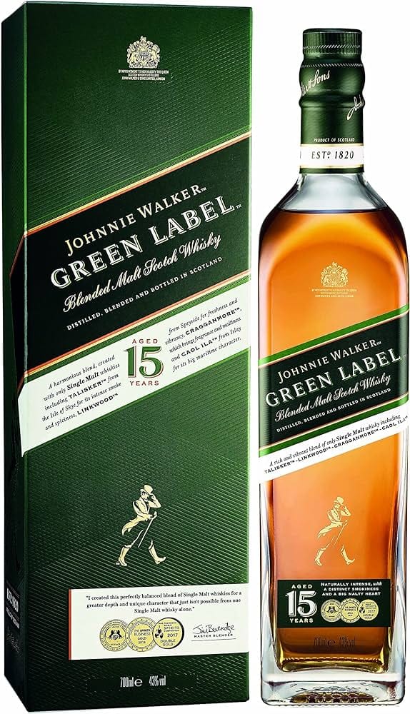 Johnnie Walker Blended Malt Scotch Green Label Whisky 70cl – Threshers