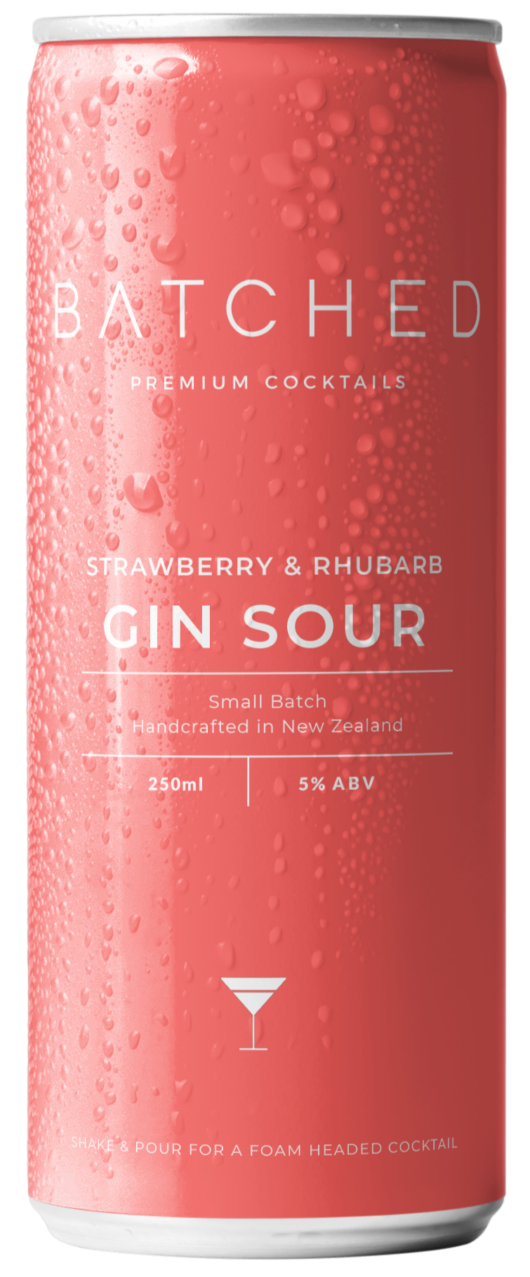 Batched Gin Sour Strawberry & Rhubarb Cocktail Cans 4x230ml