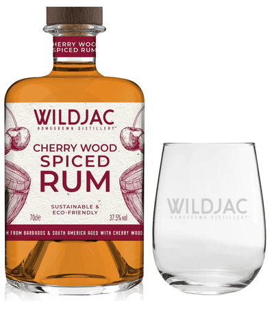 Wildjac Cherry Wood Spiced Rum &amp; Glass 70cl