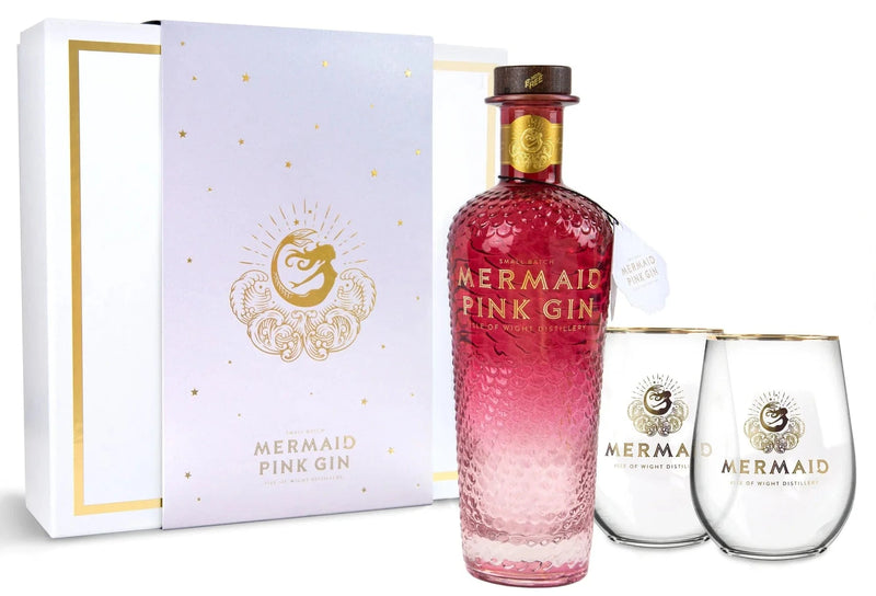 Mermaid Pink Gin Gift Pack with 2 x Glasses 70cl