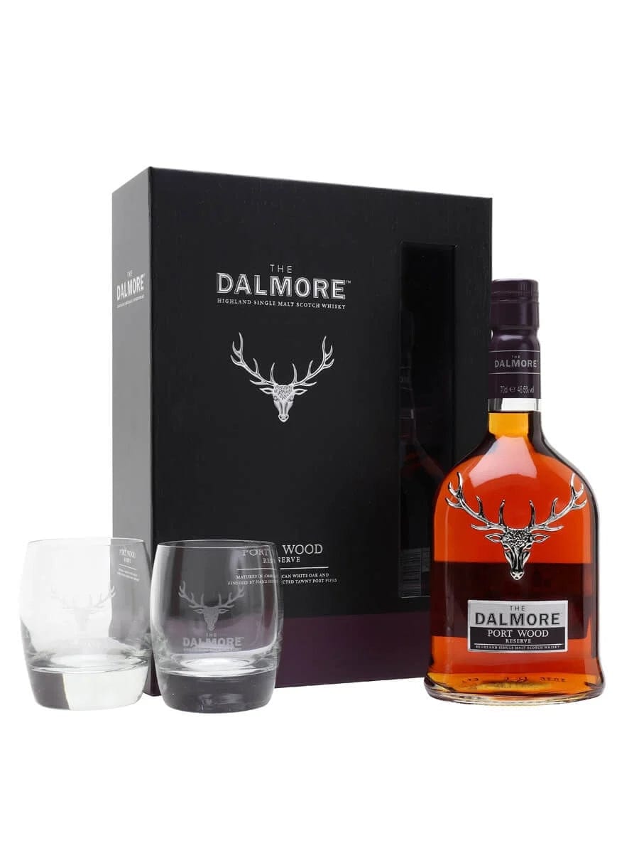 The Dalmore Port Wood Single Malt Scotch Whisky & Glasses Gift Set 70c ...