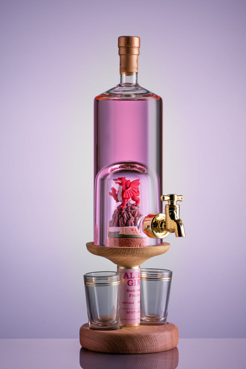 Welsh Dragon Refillable Gin Decanter & 2 Glasses 35cl