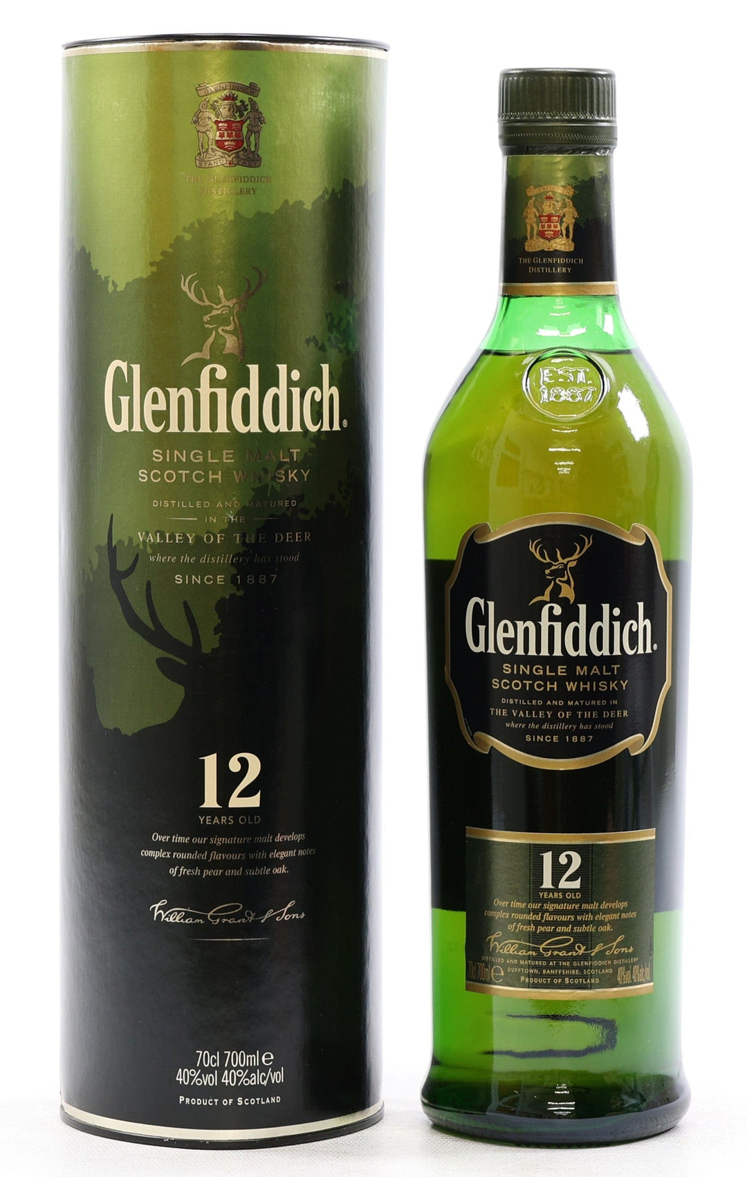 Glenfiddich 12 Year Old Scotch Whisky Old Design 70cl, Threshers