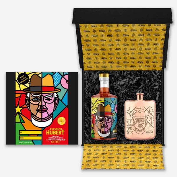 Reverend Hubert Winter Gin Liqueur Hip Flask Gift Set 50cl