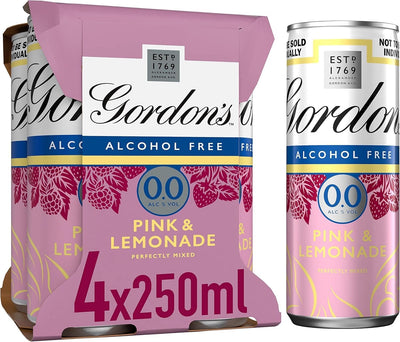 Gordon’s Premium Pink 0.0% Alcohol Free Gin &amp; Lemonade Cans 4x250ml