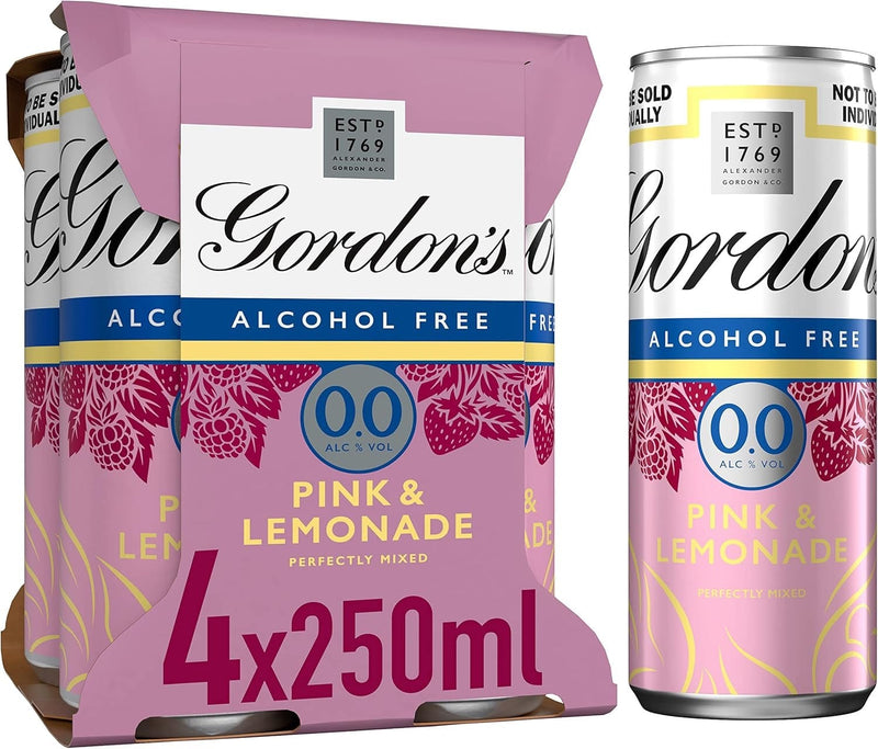 Gordon’s Premium Pink 0.0% Alcohol Free Gin & Lemonade Cans 4x250ml