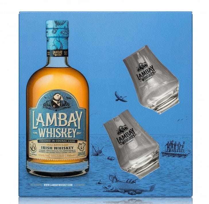 Lambay Small Batch Blended Irish Whiskey with 2 Glasses 70cl