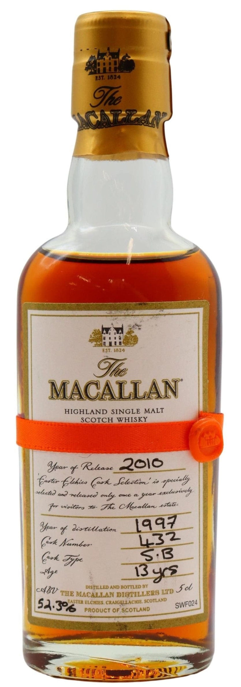 Macallan Easter Elchies 1997 - 13 Year Old Whisky Bottled 2010 Miniature 5cl