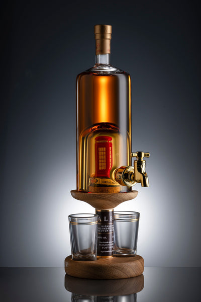 Red Telephone Box Refillable Brandy Decanter &amp; 2 Glasses 35cl