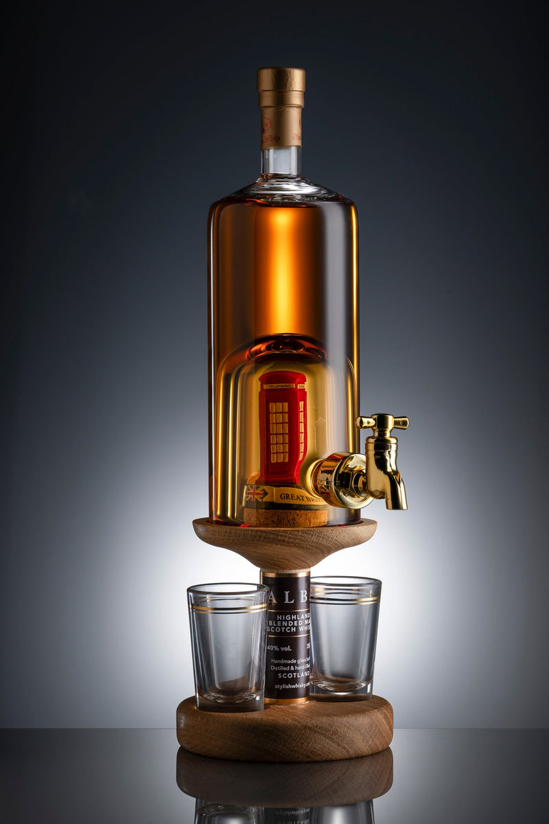 Red Telephone Box Refillable Brandy Decanter & 2 Glasses 35cl