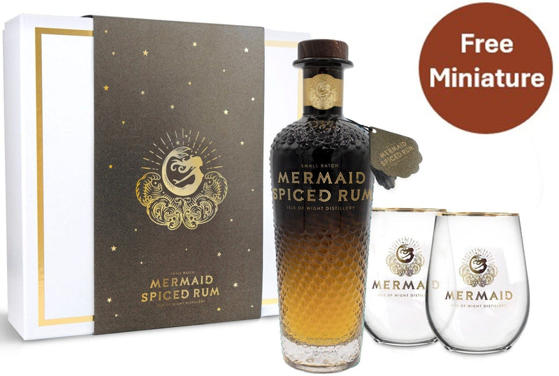 Mermaid Spiced Rum 70cl Gift Pack with 2 x Glasses
