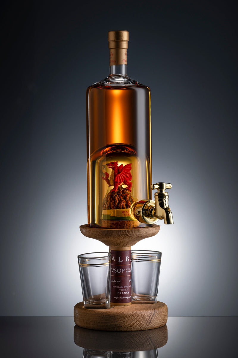 Welsh Dragon Refillable Brandy Decanter & 2 Glasses 35cl