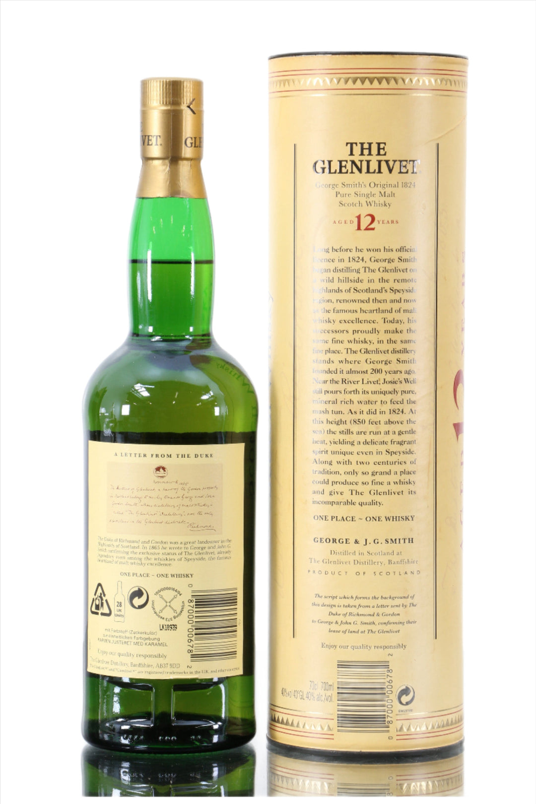 Glenlivet 12 Year Old Pure Malt Gift Tube 70cl, Threshers