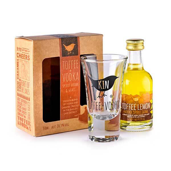 Kin Toffee Lemon Vodka Miniature & Shot Glass Gift Set 5cl