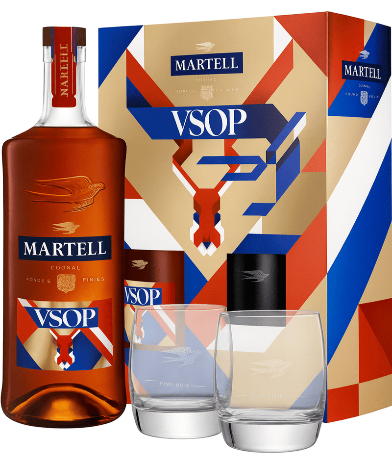 Martell VSOP Red Barrel Cognac & 2 Glasses Gift Set 70cl