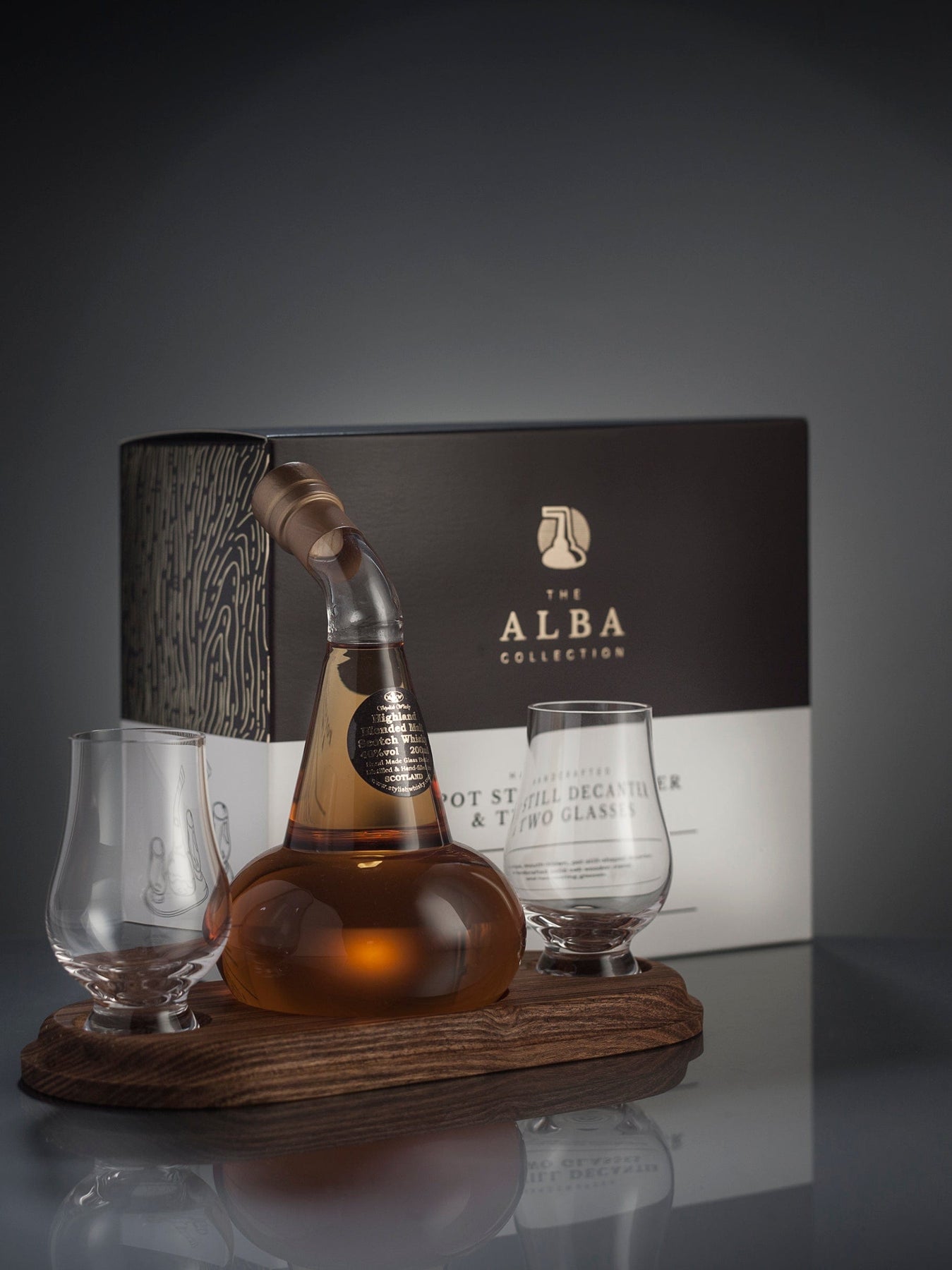 Mini Pot Still Brandy Refillable Decanter & 2 Glasses 20cl Threshers