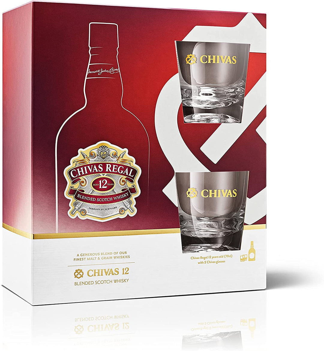 Chivas Regal 12 Year Old Gift Set with Glasses 70cl, Threshers