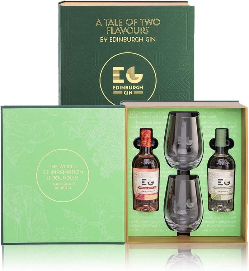 Edinburgh Gin ‘A Tale of Two Flavours’ Gin Gift Set with Branded Edinburgh Gin Glasses 2x20cl