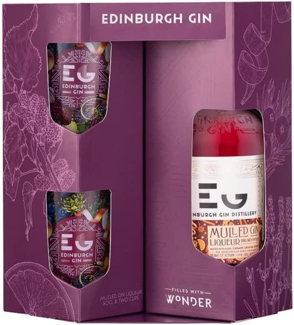 Edinburgh Gin Mulled Gin Liqueur Gift Set with Steel Cups 50cl