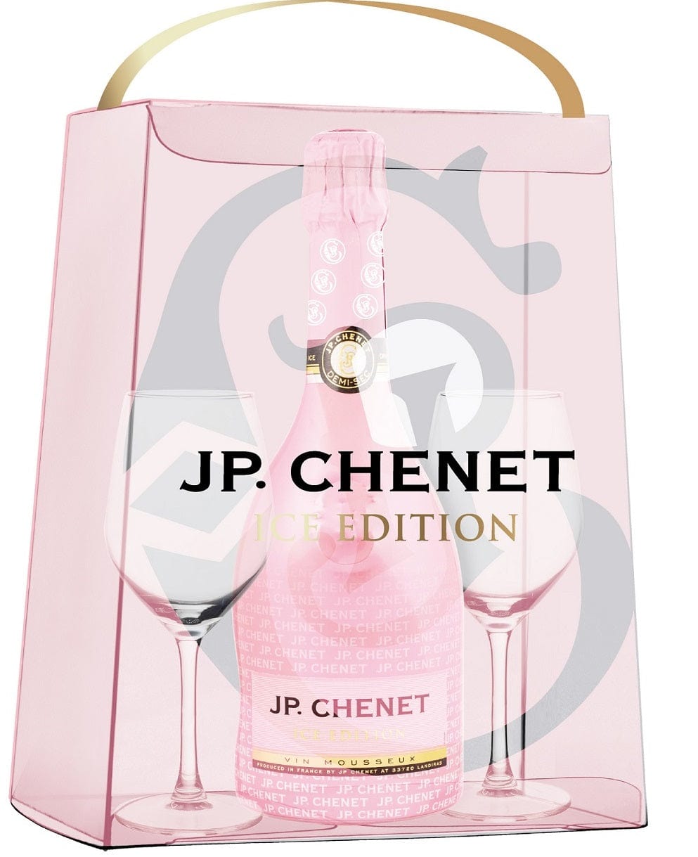 Jp Chenet Ice Edition Sparkling Rose Wine 75cl Gift Pack with Glasses ...