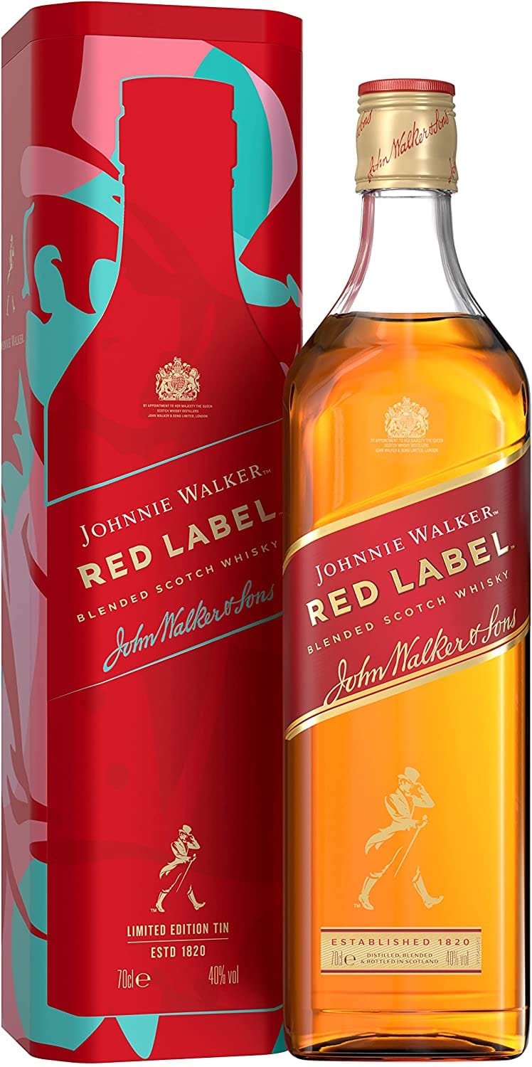Johnnie Walker Red Label Blended Scotch Whisky Limited Edition Festive Gift Tin 70cl