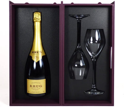 Krug Grande Cuvee Champagne 75cl Sharing Set with 2 Krug Glasses