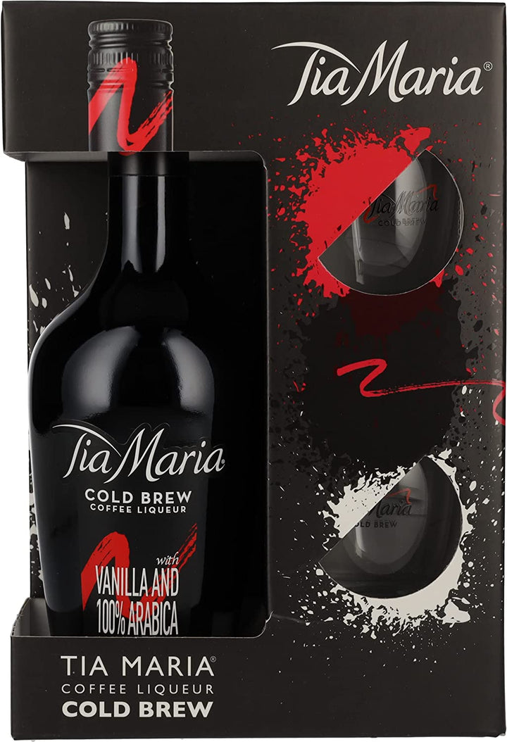 Tia Maria Cold Brew Coffee Liqueur Gift Set with Glasses 70cl, Tia