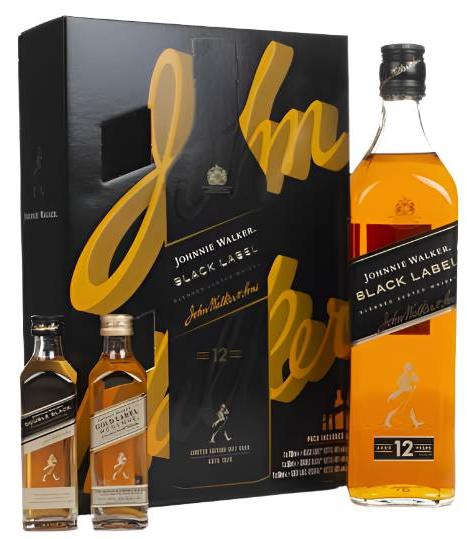 Junius Walker Johnnie Walker Black Label 12 Year Old 70cl Gift Pack with Miniatures ...