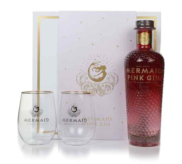 Mermaid Pink Gin 70cl Gift Pack with 2 x Glasses